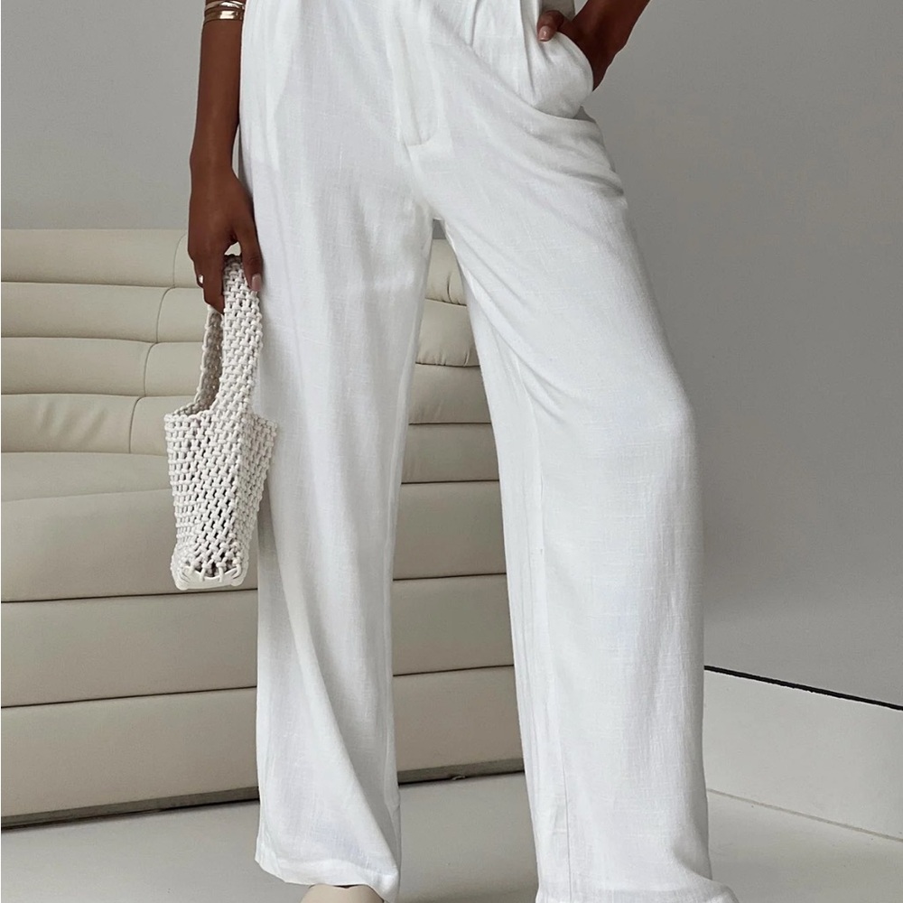 Princess Polly White Linen Pants